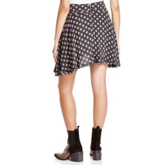 Free People High Low Asymmetrical Shark Bite Mini Skirt - Picture 2 of 10